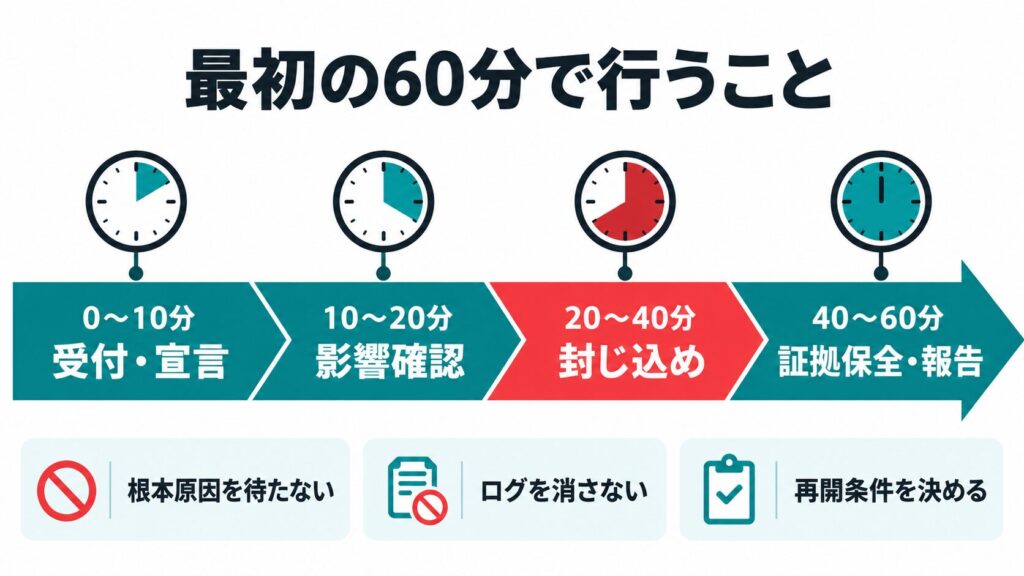 AIインシデント発生後の最初の60分に行う初動対応